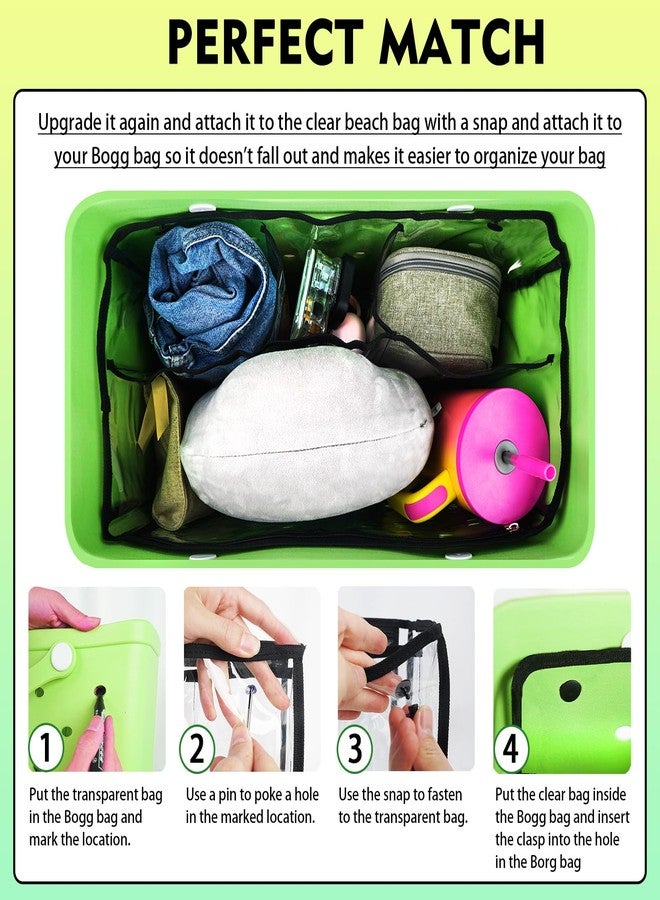 Kooterfun Clear Beach Bag Organizer Inserts for X Large Bogg Bag Accessories, Original Waterproof Insert Divider Pouch, Compatible Other Rubber Tote Bags, Organizing Your Bags and Divide Space - Image 3
